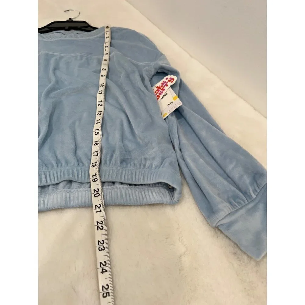 New ZELLA GIRL Kids' Size XL (14/16) Cozy Active Luxe velour Top Blue Cashmere